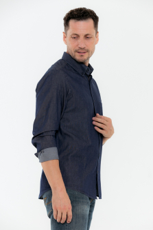 Рубашка мужская SKORTE, темно-синяя (джинс)
