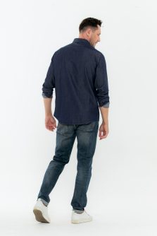 Рубашка мужская SKORTE, темно-синяя (джинс)