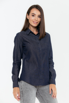 Рубашка женская SKORTE, темно-синяя (джинс)